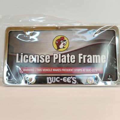 Buc-ee's Chrome License Plate Frame Bucees Travel Center Stainless Steel Standar