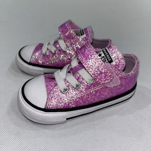New Converse Pink Glitter Sparkle Shoes Toddler Girls 5 | eBay