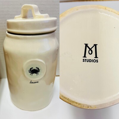 M Studio Magenta Rae Dunn Single Canister crab Ceramic Lidded