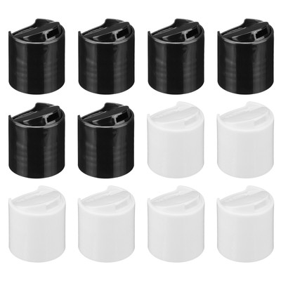 12Pcs 24/410 PP Plastic Disc Top Caps Press Cap, Replacement Caps, Black White