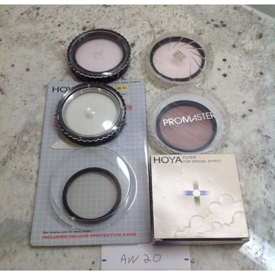 Lot of Lens Filters four 55MM one 52MM and one 49MM Hoya Promaster and Yashica