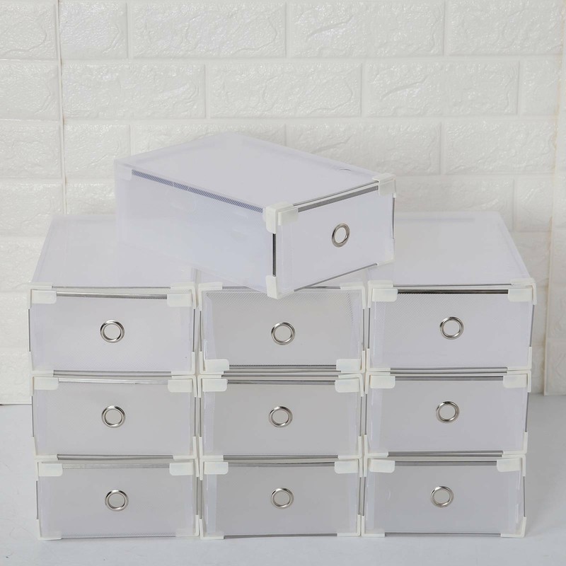 10x Transparent Schuhkarton Schuhaufbewahrung Schuhbox Schublade