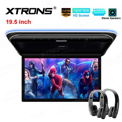 19.5'' HD Screen Car Roof Monitor Overhead Mounted TV 1080P HDMI/USB +Headphones