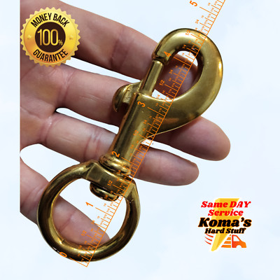 Extra Large Solid Brass Bolt action snap hook with swivel eye scuba clip