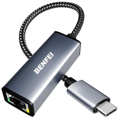 BENFEI USB-C to Ethernet Adapter USB Type-C Thunderbolt 3/4 to RJ45 Gigabit E...