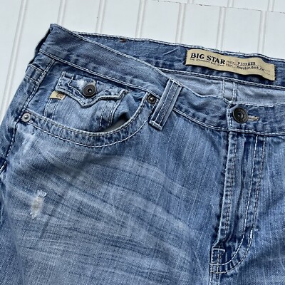 Big Star Jeans 38x30 38S Pioneer Regular Boot Cut Distressed Flap Pocket