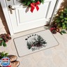 OFJE Christmas Tree Door Mat, Christmas Train Snowy Forest Winter Doormat for Front Door Porch Indoor Outside Entrance Entryway, Xmas Holiday Welcome Mat, 17x30 Inch,DM-PJ-012