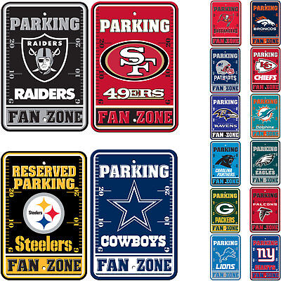 New NFL 32 Teams Parking Sign FAN ZONE Home Office Bar Decor 12"x18" Made in USA