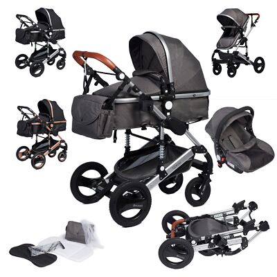 Bronea Kombi - Kinderwagen 3 in 1 Komplettset Buggy Auto-Babyschale + MATRATZE