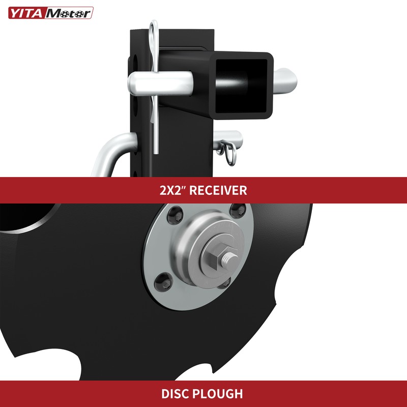 28" Cut Width ATV/UTV Disc Plow Harrow With 2" Receiver Hitch Heavy Duty Attach