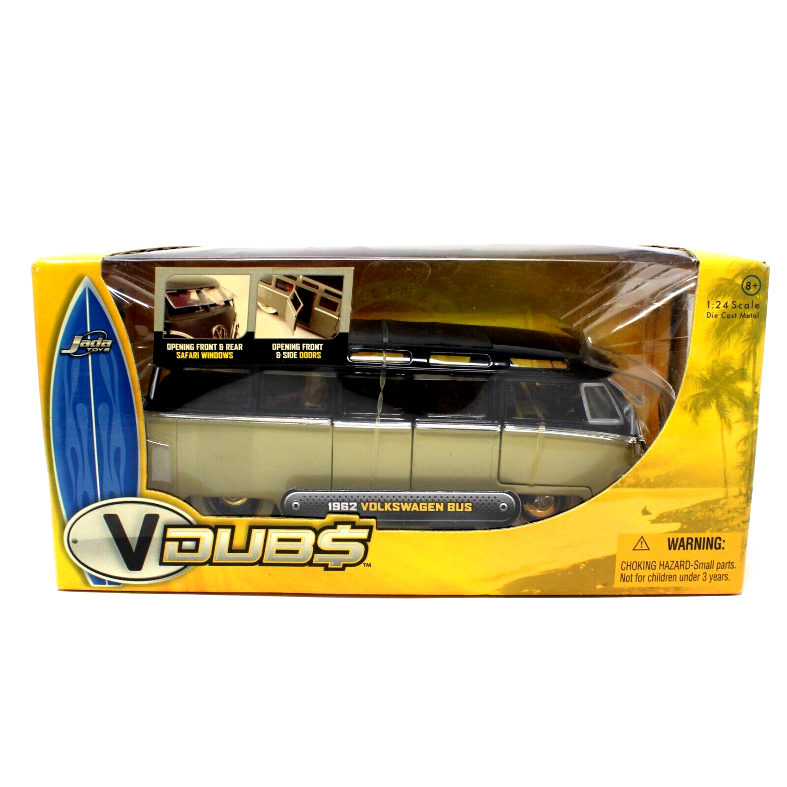 Jada Toys Vdubs 1/24 1962 Volkswagen Bus Yellow/White Two