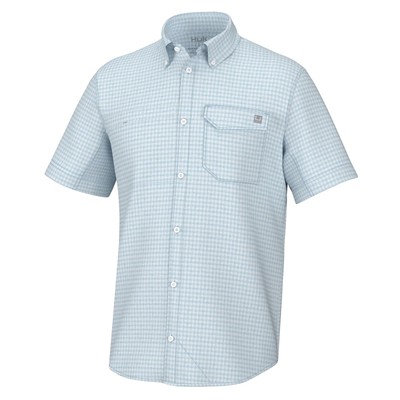 Huk Tide Point Break SS Minicheck Men's Shirt, Ice Water, X-Large