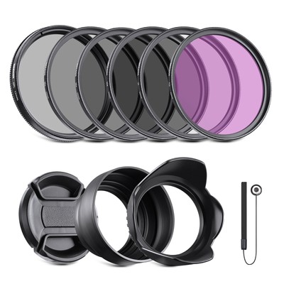 NEEWER 52mm ND2 ND4 ND8 UV CPL FLD Filter and Lens Accessories Kit with Snap