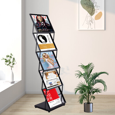 Magazine Rack Foldable Newspaper Storage Stand 5-layer Book Display Shelf Rack