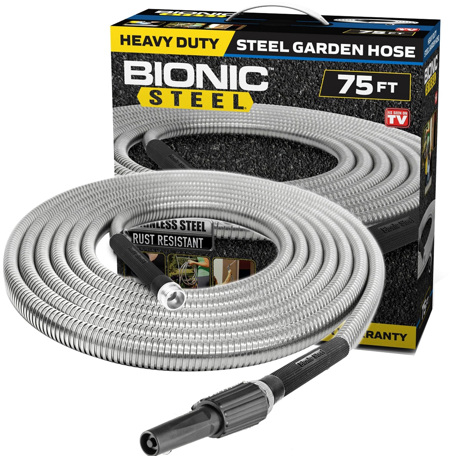 With Nozzle, 304 Stainless Steel Metal Water Hose