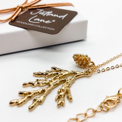 Pine Cone Necklace Forest Branch Twig Tree Jewelry | Woodland Nature Pendant