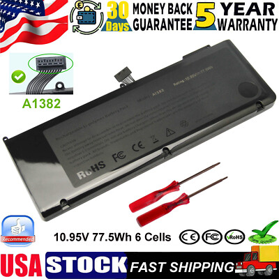 A1382 Battery 77.5Wh For MacBook Pro 15'' A1286 Early /Late 2011 Mid 2012 10.95V