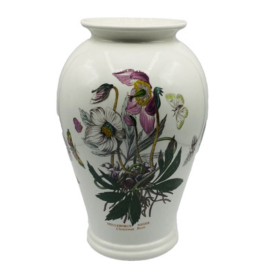 Vtg Portmeirion Botanic Garden Christmas Rose Large Canton Vase 10  Butterflies