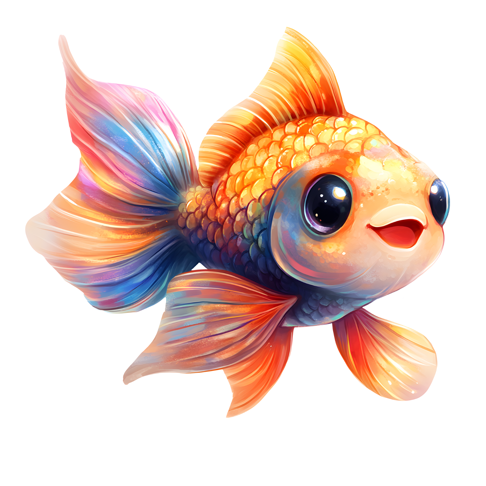 Cute Fish Chibi Colourful Animal Self Adhesive Sticker