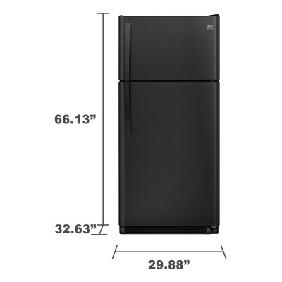 Kenmore 60509 18 cu. ft. Top Freezer Refrigerator with Glass Shelves in Black...