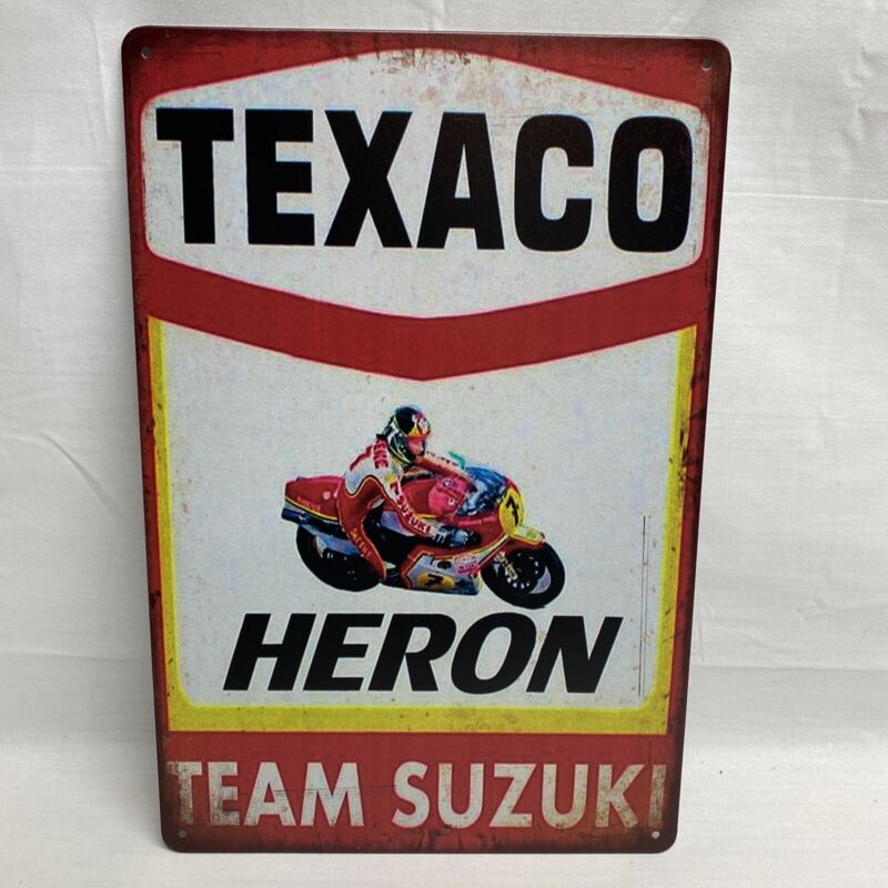 Texaco Heron Team Suzuki Vintage Style Metal Sign Road Racing Motorsport