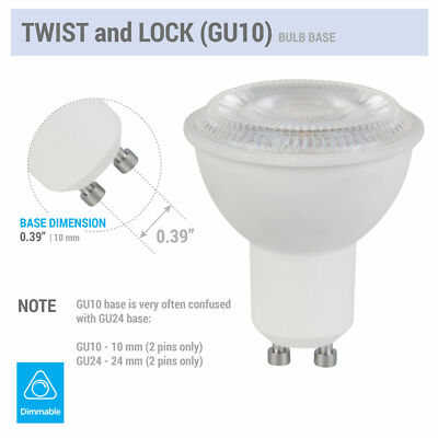 MR16 Lensed LED 6.5W Watt Twist and Lock GU10 Dimmable 25 Deg 50K Natural White