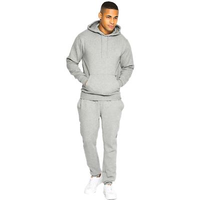 Kruze Mens Fleece Tracksuit Set Pullover Plain Sweatshirt Joggers Casual 2-piece