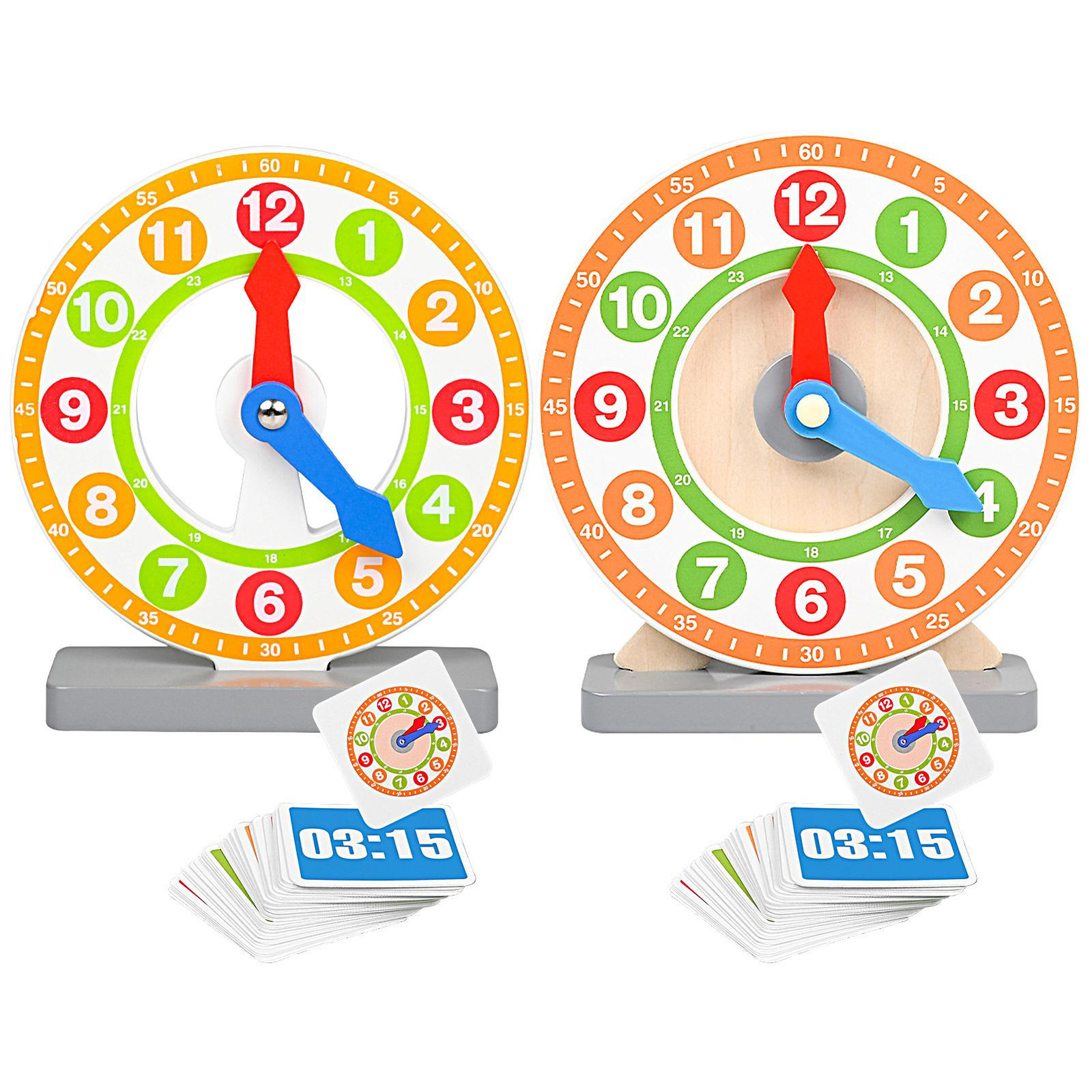 For Kids Child Learning Time Toy Clocks Set With 48pcs Cards