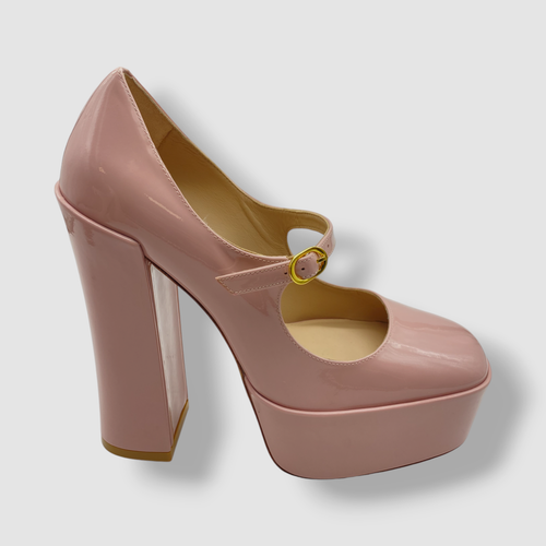 Pre-owned Stuart Weitzman Women's Pink Skyhigh Patent Platform Pump Heel Shoes Size 8