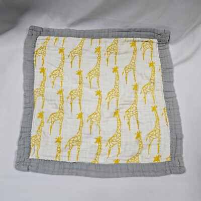 Milkbarn Milk Barn White Yellow Gray Giraffe Stripe Bamboo Security Blanket Baby