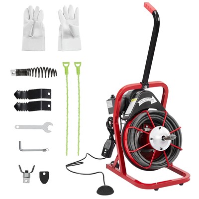 Electric Drain Cleaning Machine Sewer Snake Drill Drain Auger Clean 75FTx 3/8''