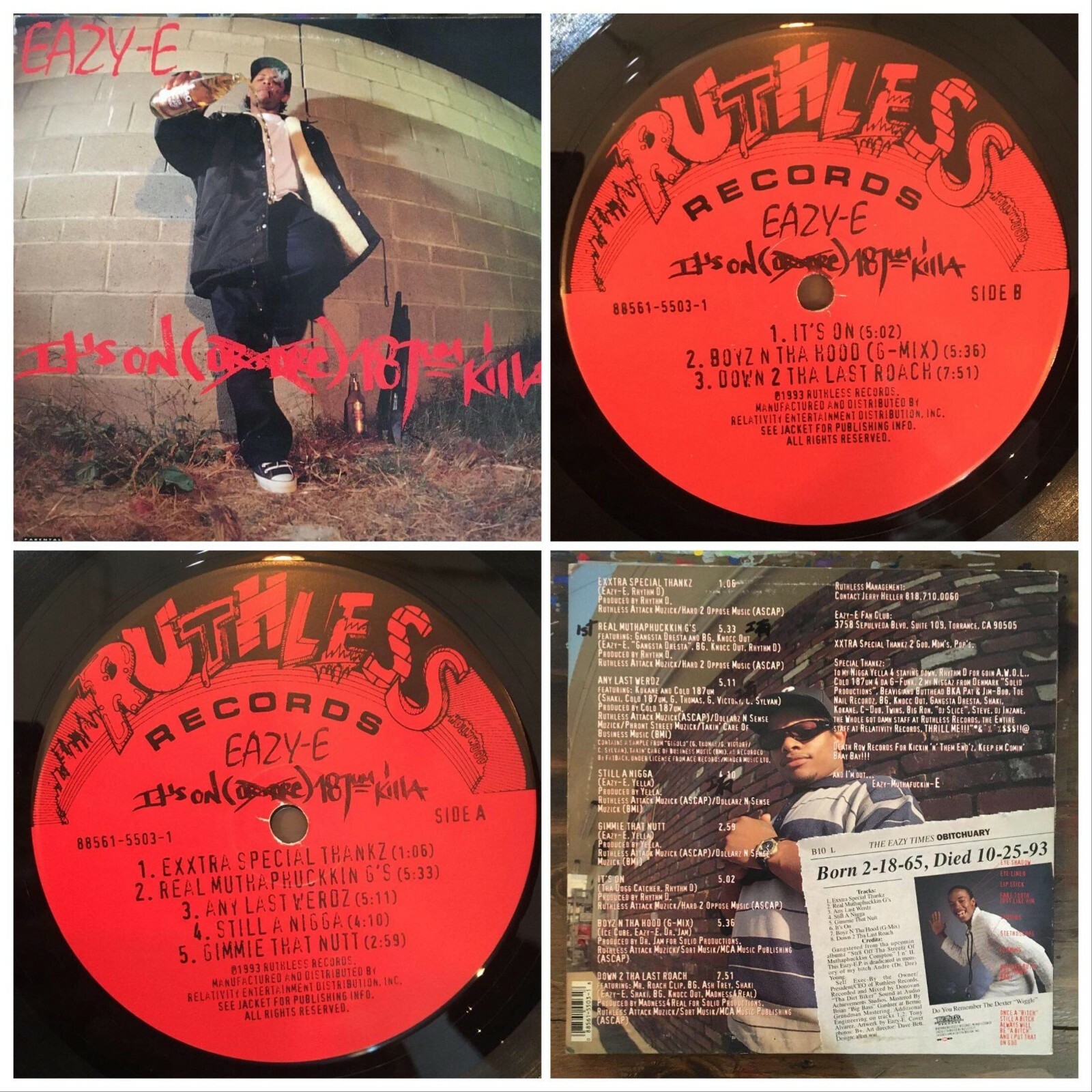 Eazy-E / It's On Dr. Dre 187um Killa 1993 US Original 12 Eazy-E / It's On Dr. Dre 187um Killa 1993 US Original 12