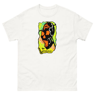 VISION SKATE OLD Ghosts black skull retro skateboarding t shirt designs