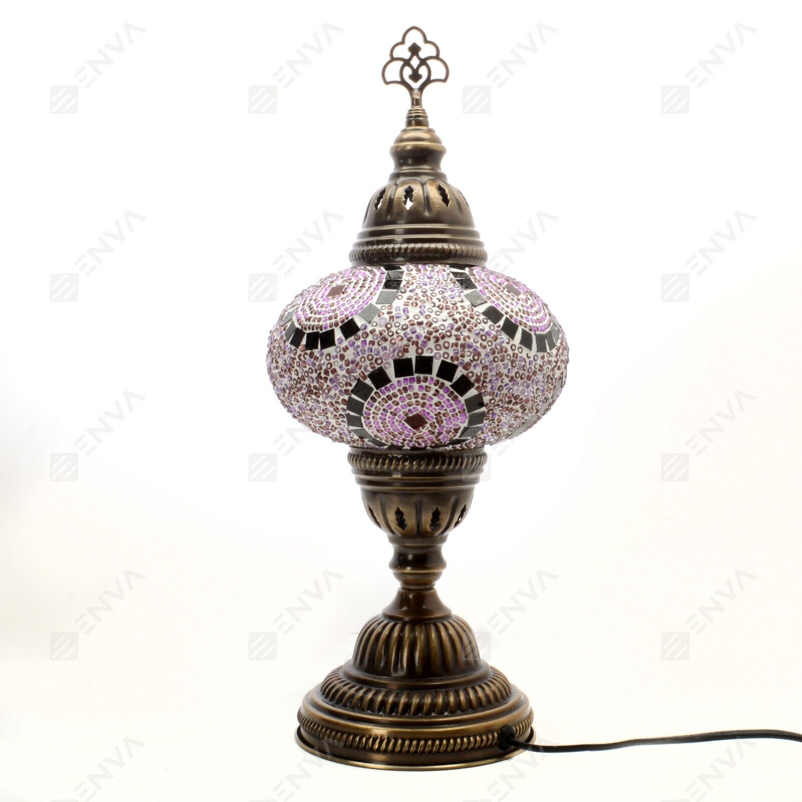 Turkish Moroccan Lamp Colourful Glass Mosaic Handmade Table Desk Light-Free Bulb - Picture 2 of 8
