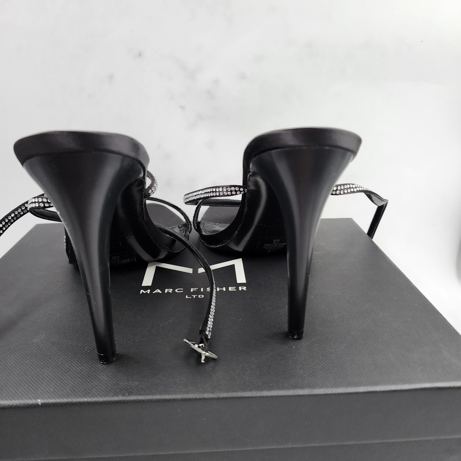 Marc Fisher LTD. Cammile Embellished Ankle Strap High Heels Women's 8.5M Black - Picture 4 of 18