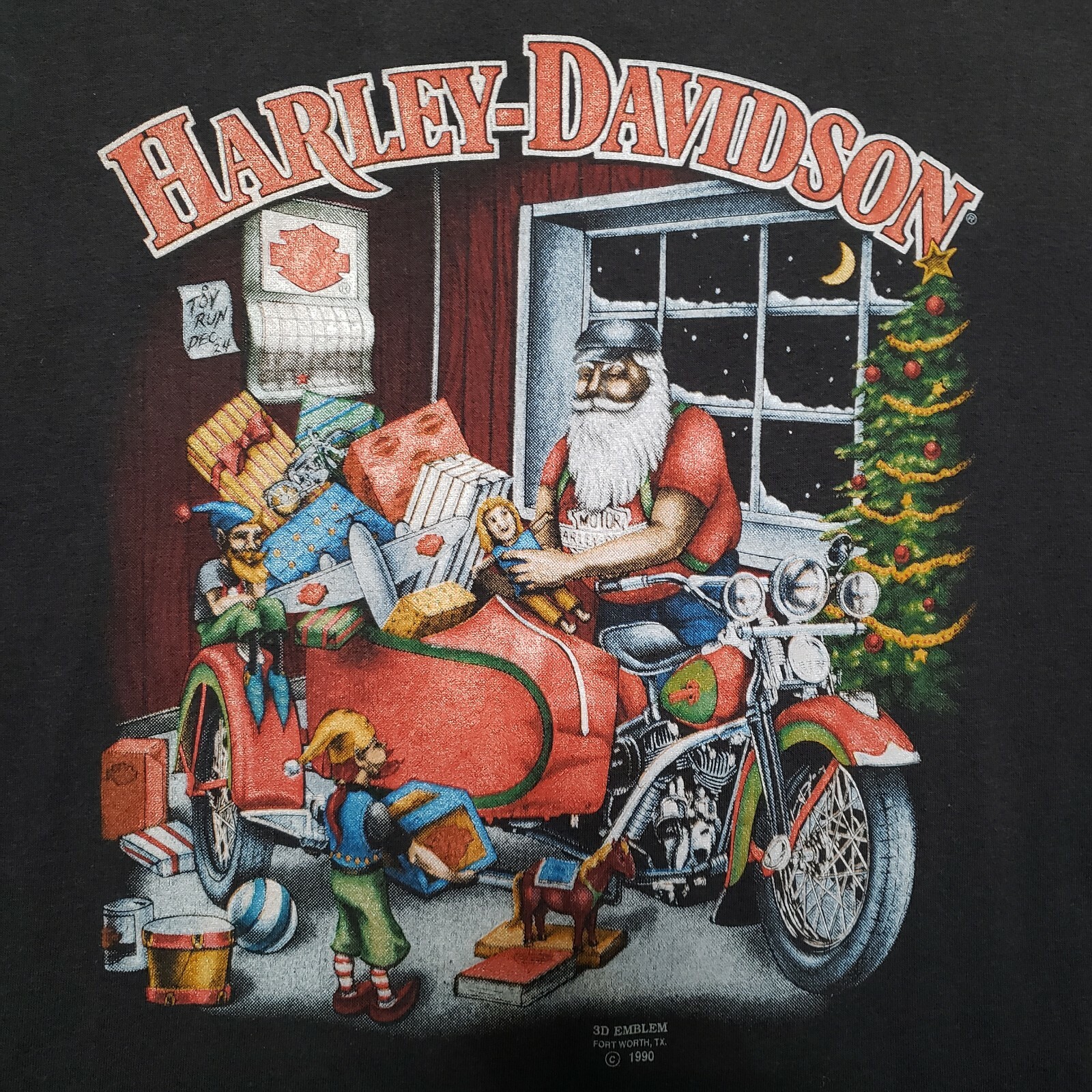 Vtg 90s 3D EMBLEM Harley Davidson Motorcycle Santa New York Vtg 90s 3D EMBLEM Harley Davidson Motorcycle Santa New York