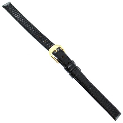 8mm Kreisler Black Lizard Grain Genuine Leather Ladies Watch Band Regular BOGO!