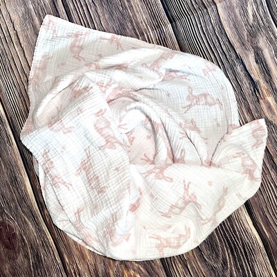 Pottery Barn Kids Pink Bunny Rabbit Receiving Blanket 100% Organic Cotton