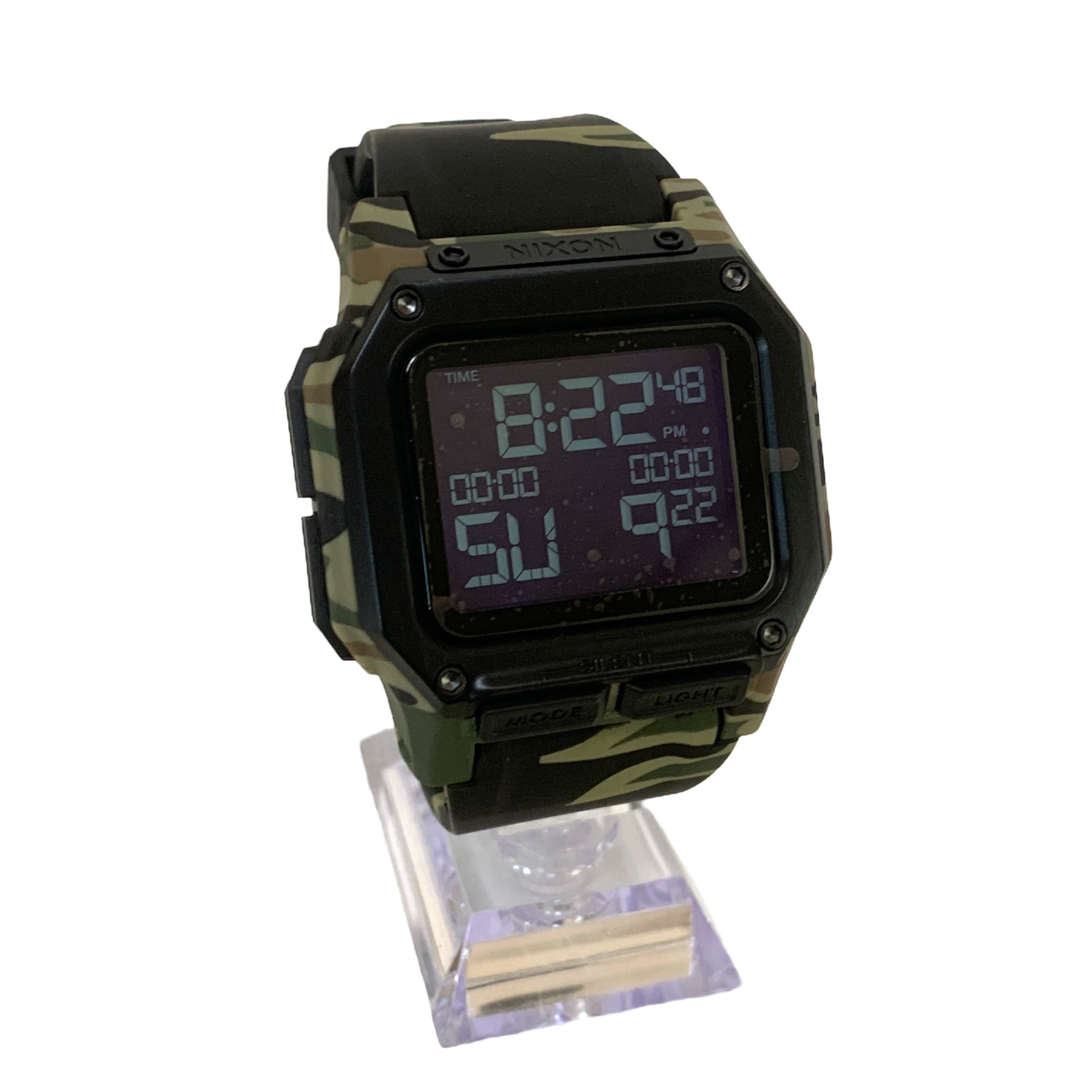 Pre-owned Nixon Regulus Men's Digital Watch Qz Military Camouflage Resin Silicone Band