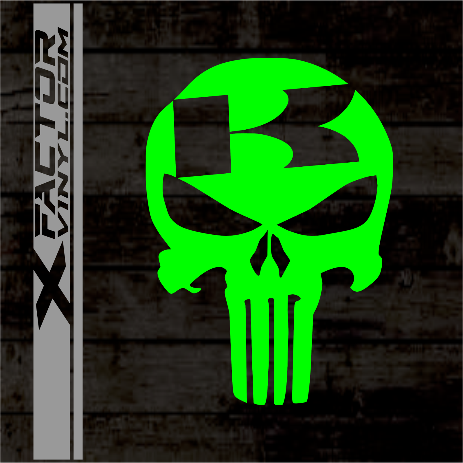 Kawasaki Punishment  Skull Vinyl Decal 5 Sizes 15 Colors Motorcycle  ATV jetski
