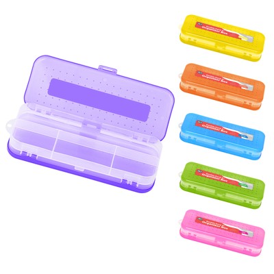 Box, Plastic Double Deck Pencil Case With 7 Compartments - B