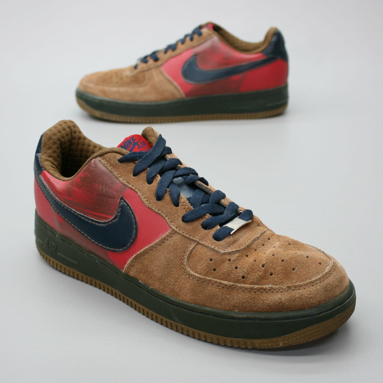 Nike Men's 10.5 Air Force XXV Supreme Brown Suede Red/Blue