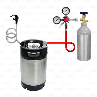 2.5 Gallon DIY Home Sparkling Carbonated Water Making CO2 Keg Dispensing Kit
