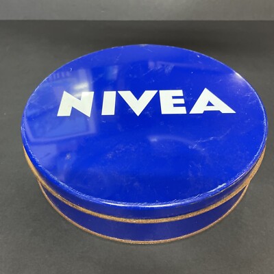 Vintage 1960s Large EMPTY Nivea Skin Care Cream Tin Promotional 10'' Container