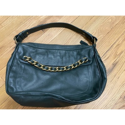 J.F. Forest Evergreen Leather Shoulder Sling Bag, Braiding and Chain details