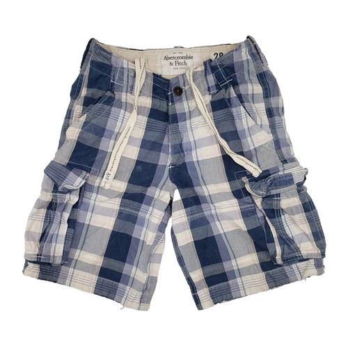 Abercrombie & Fitch Cargo Shorts 28 Plaid Distressed Heavy