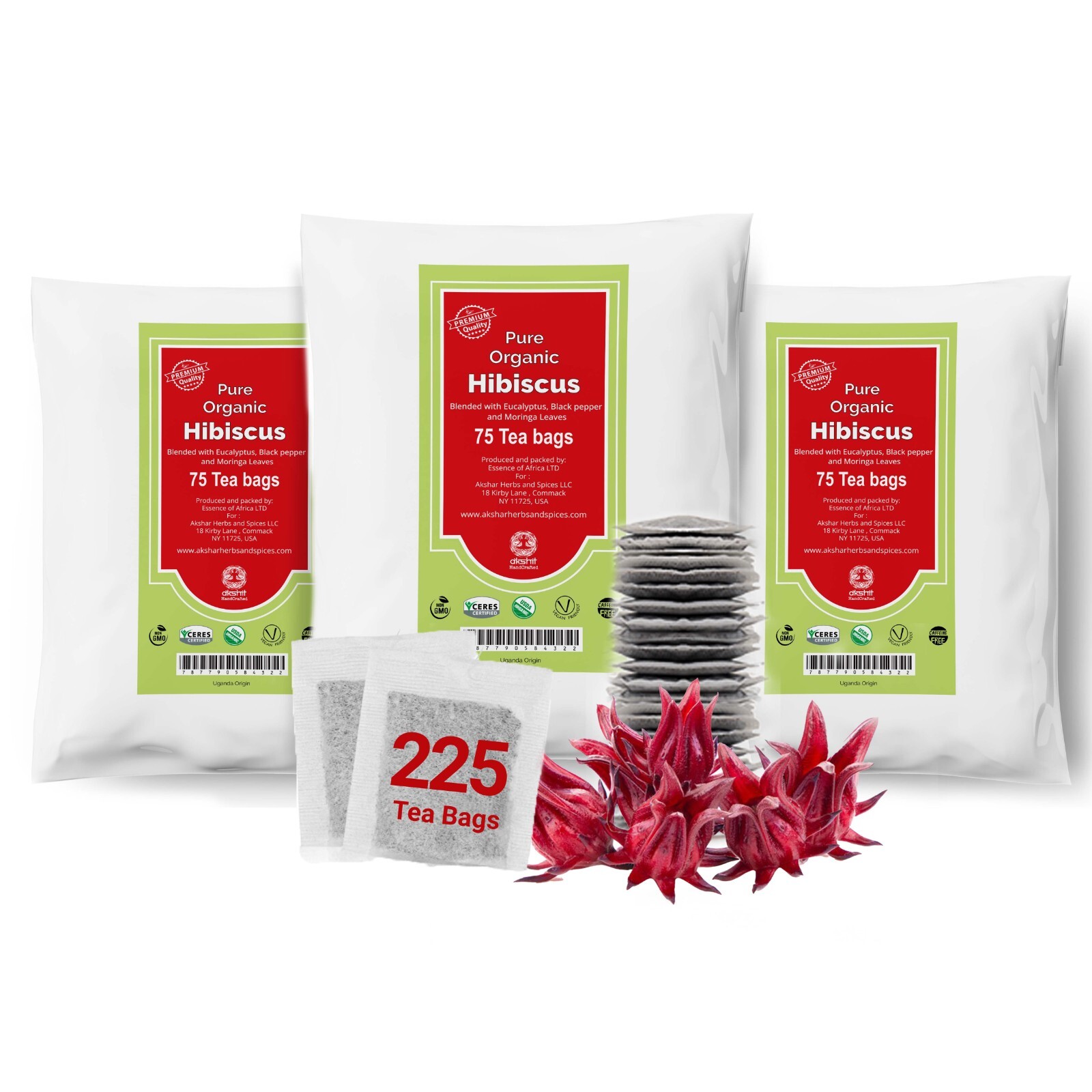 Bags, Hibiscus Black Pepper Tea Blend, Caffeine Free