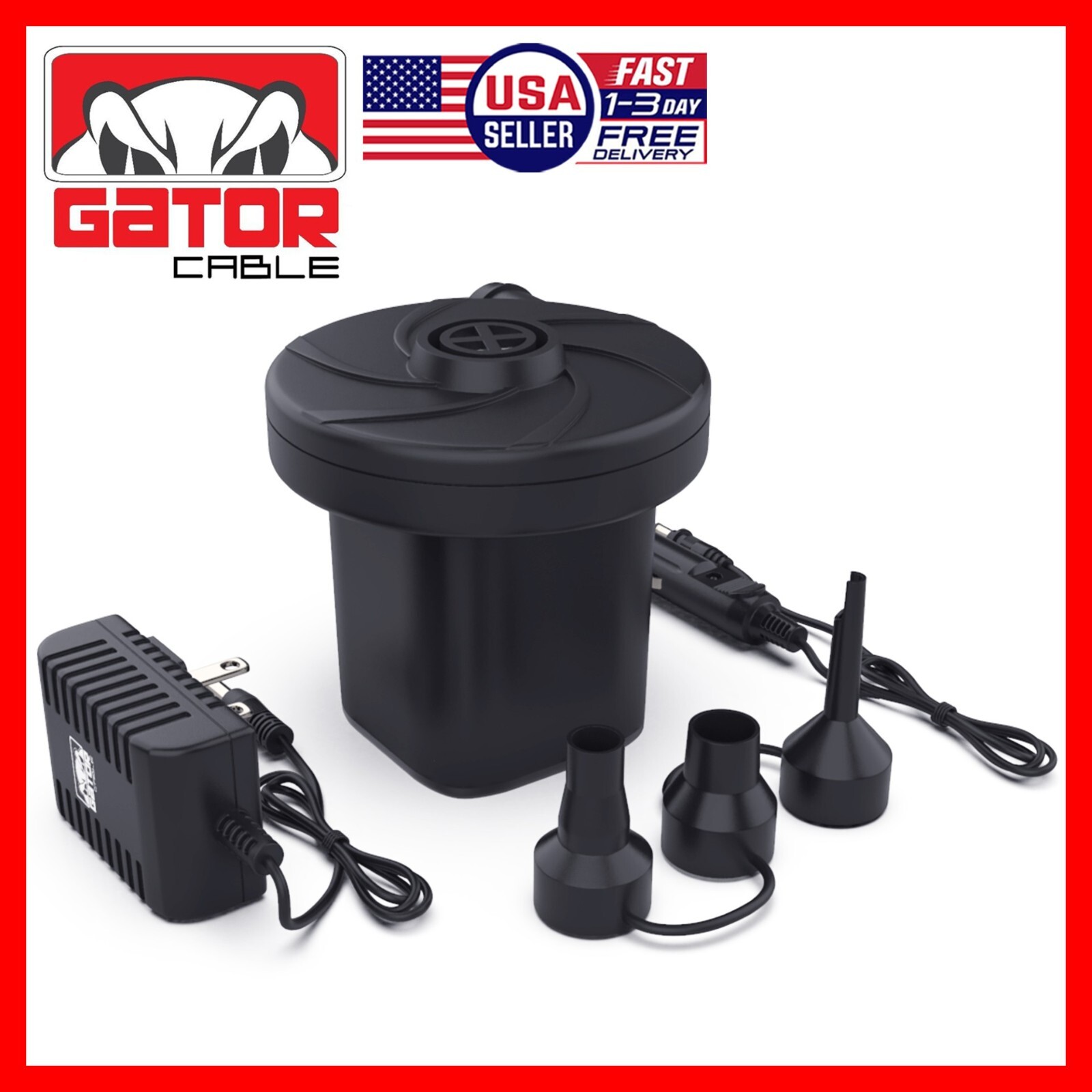 Electric Air Pump For Inflatable Pool Toys Air Mattress Camping Bed Car Portable