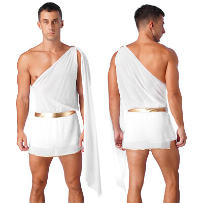 US Men's One-piece Jumpsuit Greek Toga Robes Roman Ancient God Cosplay Costume