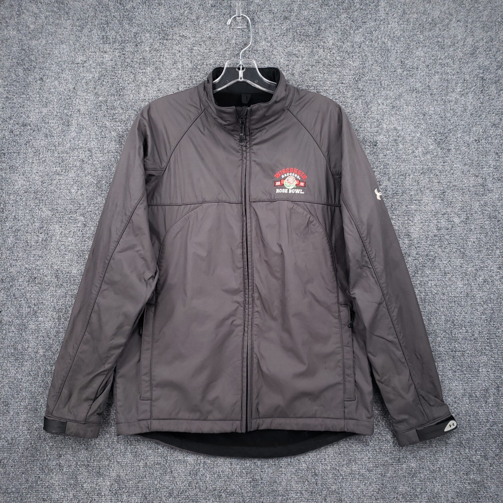 Under Armour Wisconsin Badgers Jacket Mens S Small Gray 2011 Rose Bowl Full Zip